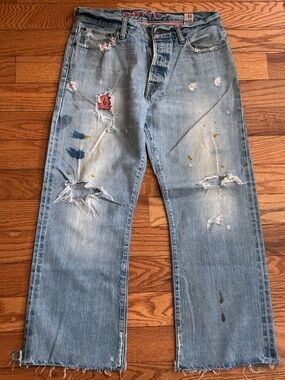 Men's Light Wash Distressed Bootcut Jeans Ezra Fitch - A&F
